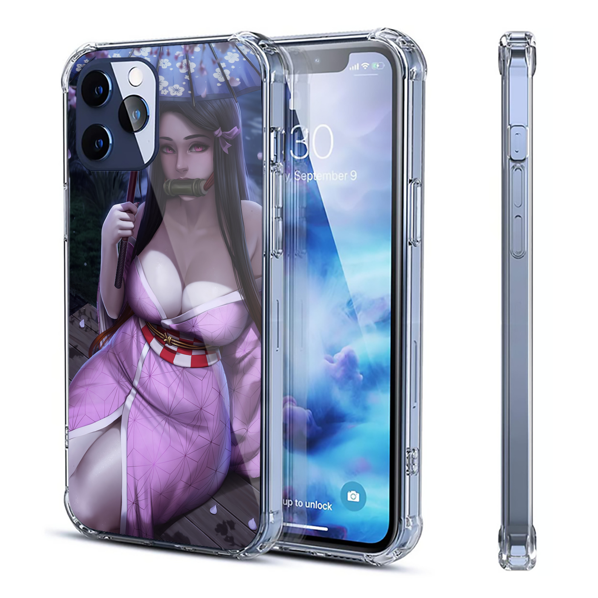（画像用） 鬼滅の刃（きめつのやいば）竈門 禰󠄀豆子／かまど ねずこ Kamado Nezuko 【iPhone 12シリーズ対応】透明スマホケース（クリアソフトケース）